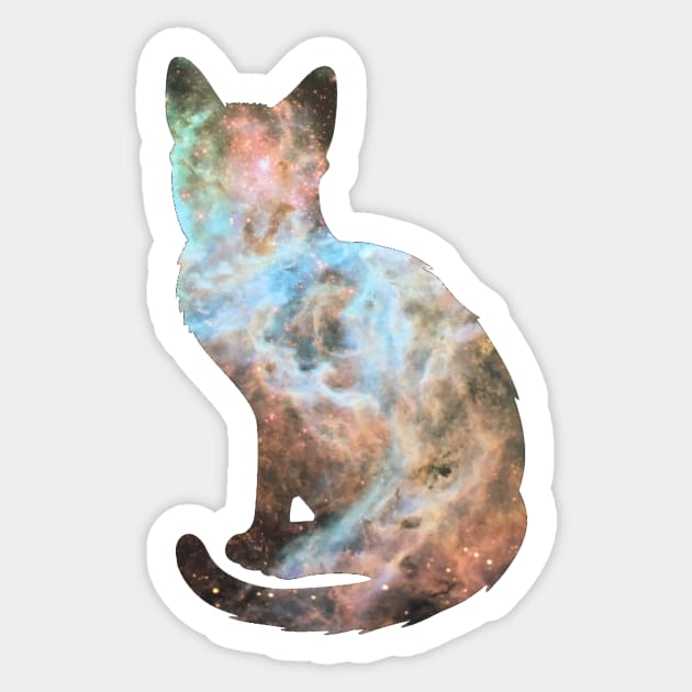 Nebula Cat Silhouette Sticker by Amanda1775